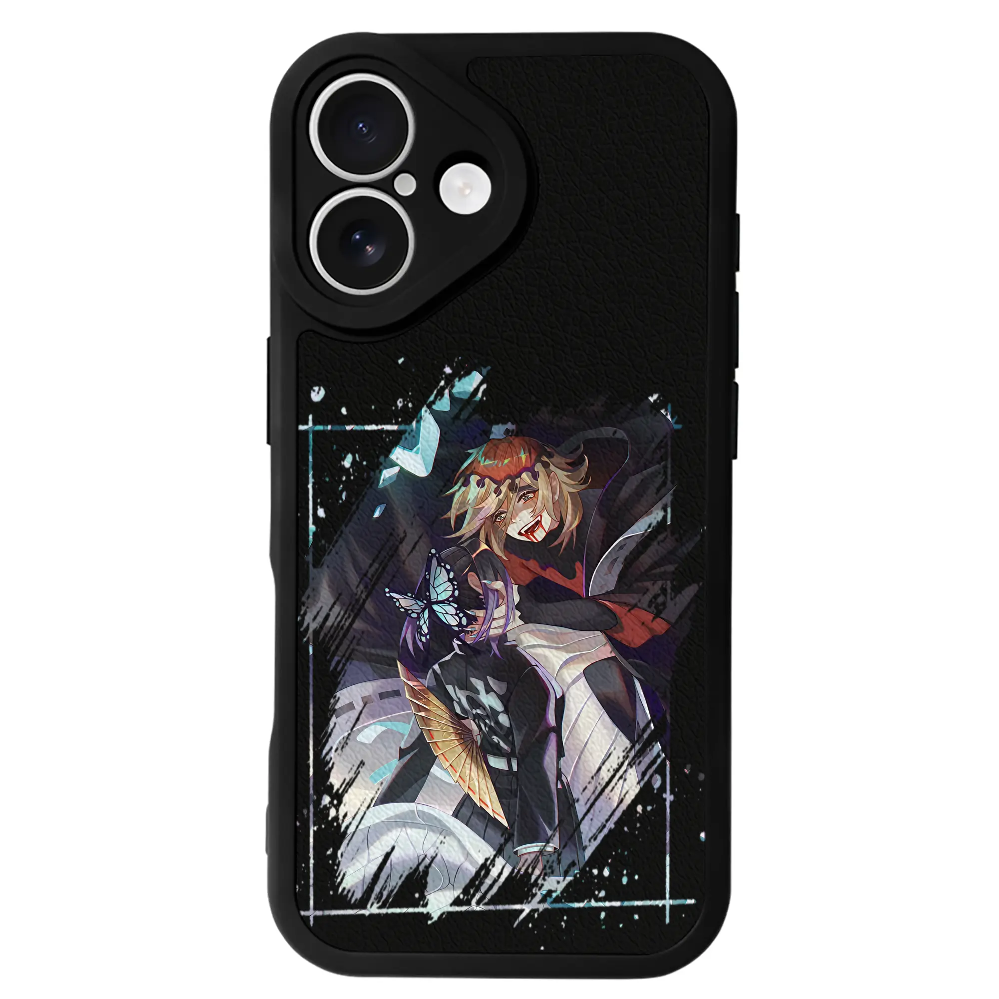 鬼滅の刃 グッズ,童磨 - IPhone 16シリーズ対応 ・ シリコンスマホケース ・ レザー調 ・ 高精度フィット ・ 耐衝撃 ・ ワイヤレス充電対応 ・ 精密カット